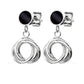 1 Paar Damen e Schwarze Emaille Anhänger verflochtene Kreise Ohrringe Ohrstecker Chirurgenstahl Gold Roségold Silber 12,3mm