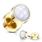 Fake Ohrplug leuchtender Stein Opal-Effekt Ohrpiercing Ohrschmuck Chirurgenstahl Schraubverschluss viele Farben 8mm