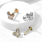 Knorpel Ohrstecker Schmetterling Silber Gold Roségold 4 Zirkonia Clear Piercings Chirurgenstahl Schraubverschluss Stab 6/8mm lang