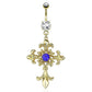 Bauchnabelpiercing GOLDENES Kreuz 14 Karat vergoldet Anhänger 1,6mm 10mm Nabelpiercing Chirurgenstahl Bananabell Zirkonia