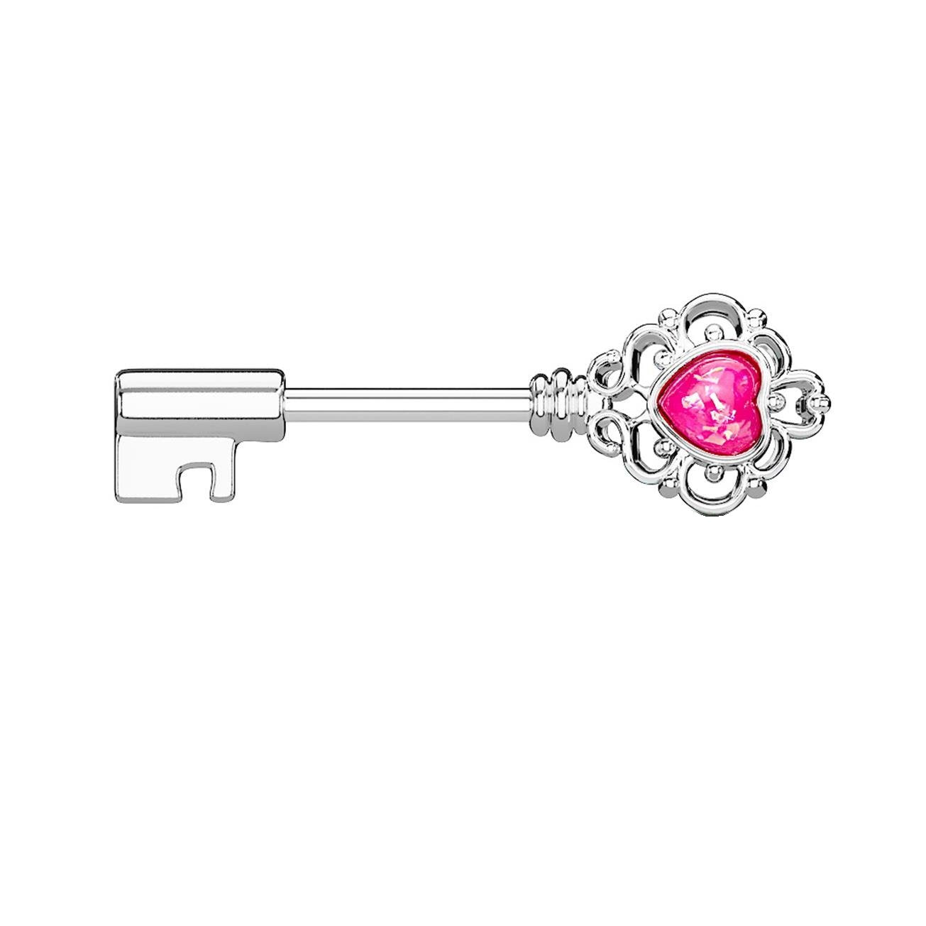 Brustwarzenpiercing Vintage SCHLÜSSEL Brustpiercing Intimpiercing Edelstahl Glitzer-Opal Silber Gold Roségold Stab 1,6mm 12mm