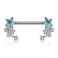 Brustwarzenpiercing Stern-schnuppen Silber Clear Pink Aqua Brustpiercing Nippelpiercing Intimpiercing Chirurgenstahl Stab 16mm
