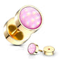Fake Ohrplug leuchtender Stein Opal-Effekt Ohrpiercing Ohrschmuck Chirurgenstahl Schraubverschluss viele Farben 8mm