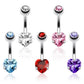 Bauchnabelpiercing Herz Zirkonia 7 x 8,5mm Nabelpiercing 1,6mm 10mm Chirurgenstahl Bananabell Clear Pink Aqua Rot Lila