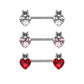 Brustwarzenpiercing Herz Katze Schwarz Brustpiercing Nippelpiercing Chirurgenstahl Silber Clear Pink Rot Stab 1,6/14mm