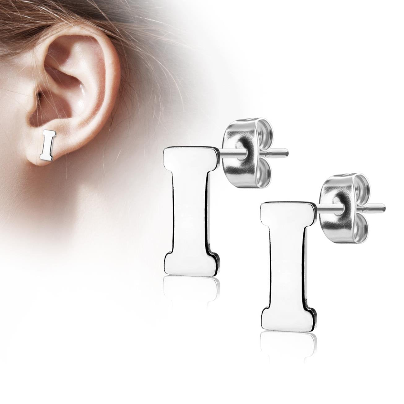 1 Paar Ohrstecker ALPHABET INITIALEN e Ohrringe Schmuck Set Edelstahl Silber Roségold