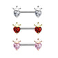 Brustwarzenpiercing Herz-Krone Brustpiercing Nippelpiercing Chirurgenstahl Silber Gold Roségold Stab 1,6/14mm