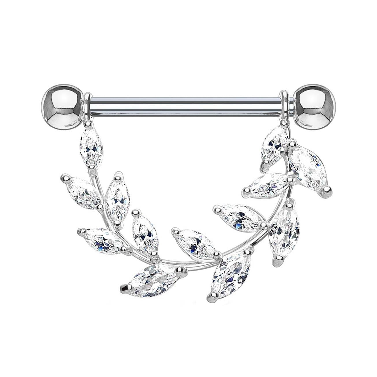 Brustwarzenpiercing KRISTALL-Rebe Intimpiercing Brustpiercing Edelstahl ZIRKONIA Clear ROSÉGOLD Silber Gold 1,6mm 14mm