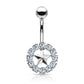 Bauchnabelpiercing Stern Kristall-Umrandung Nabelpiercing Chirurgenstahl Bananabell Silber Gold Roségold Stab 1,6/10mm