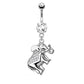 Bauchnabelpiercing Elefant Anhänger Nabelpiercing Chirurgenstahl Bananabell Zirkonia 14kt Vergoldet Silber Clear Stab 1,6/10mm