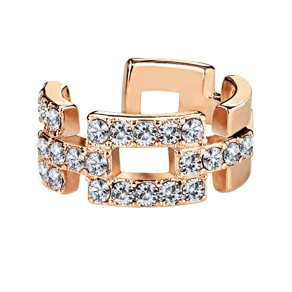 Ohrklemme GLITZERNDE ZIRKONIA VIERECKE clear Ohrringe Ohrclip Fake-Piercing Messing Silber Gold Roségold