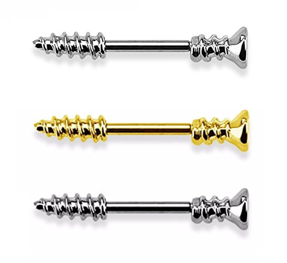 Schraube Brustwarzenpiercing Intimpiercing Brustpiercing Nippelpiercing Edelstahl HÄMATIT Gold Silber 1,6mm 11mm