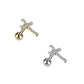 Knorpel Ohrstecker Kreuz Zirkonia Clear Silber Gold Piercings Chirurgenstahl Schraubverschluss Stab 6mm lang