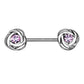 Brustwarzenpiercing 2 ZIRKONIA Rosen Brustpiercing Nippelpiercing Edelstahl Silber Roségold Gold Stab 1,6mm 14mm
