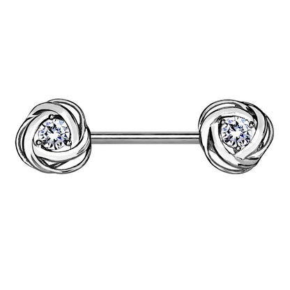 Brustwarzenpiercing 2 ZIRKONIA Rosen Brustpiercing Nippelpiercing Edelstahl Silber Roségold Gold Stab 1,6mm 14mm