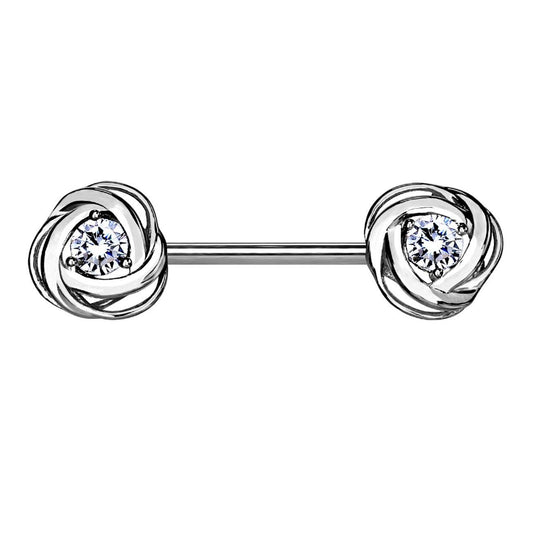 Brustwarzenpiercing 2 ZIRKONIA Rosen Brustpiercing Nippelpiercing Edelstahl Silber Roségold Gold Stab 1,6mm 14mm