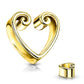 Ohrtunnel Vintage-Herz Gold Ohrpiercing Chirurgenstahl Ohrschmuck Plug 8-25mm Sattelverschluss