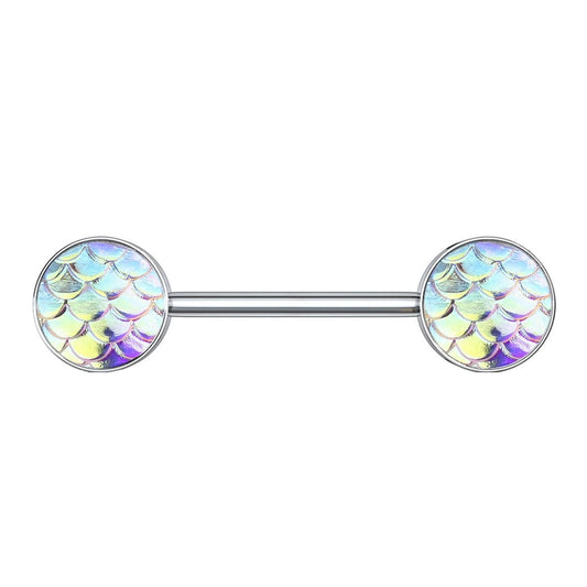 Brustwarzenpiercing Fisch-Schuppen Design Brustpiercing Nippelpiercing Edelstahl Silber Multicolor Stab 1,6mm 14mm