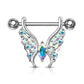 Brustwarzenpiercing Kristall Schmetterling Brustpiercing Nippelpiercing Chirurgenstahl Silber Mehrfarbig Stab 1,6/14mm