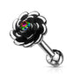 1 Knorpel Ohrstecker Blume Zirkonia Farben Cartilage Labret Piercing Tragus Silber Edelstahl Schraubverschluss Steg 6/1,2mm