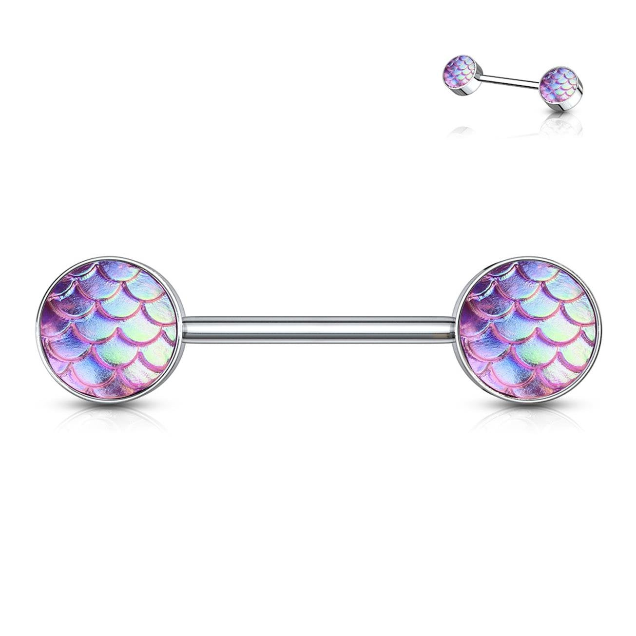Brustwarzenpiercing Fisch-Schuppen Design Brustpiercing Nippelpiercing Edelstahl Silber Multicolor Stab 1,6mm 14mm