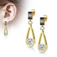 1 Paar Damen Ohrstecker schwarzer Enamel Tropfen-Anhänger Zirkonia Clear Chirurgenstahl Ohrringe Ohrhänger Silber Gold