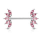 Brustwarzenpiercing Kristall-Fächer Brustpiercing Nippelpiercing Chirurgenstahl Silber Regenbogen Clear Pink Stab 1,6/16mm