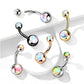 Bauchnabelpiercing Doppel-Kugel Irisierender Stein Nabelpiercing Chirurgenstahl Bananabell viele Farben Stab 1,6/10mm