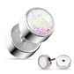 Fake Ohrplug Glitzer-Opal Optik Ohrpiercing Ohrschmuck Chirurgenstahl Schraubverschluss Grün Pink Weiß Kugel 8mm
