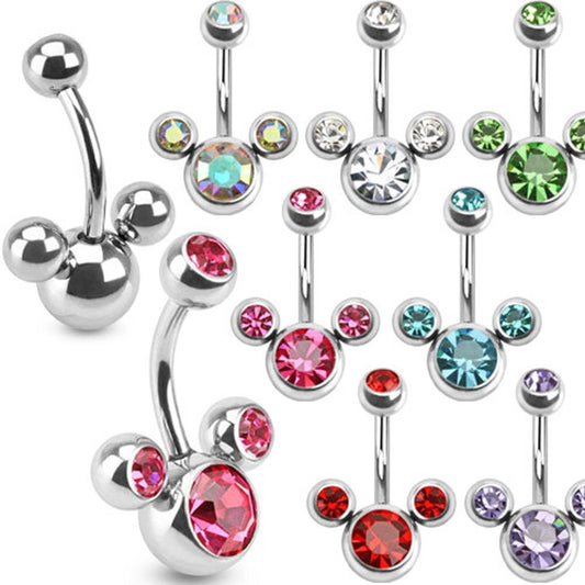 Bauchnabelpiercing 3 Blasen Stab 1,6mm 10mm Nabelpiercing Edelstahl Chirurgenstahl Bananabell Zirkonia viele Farben