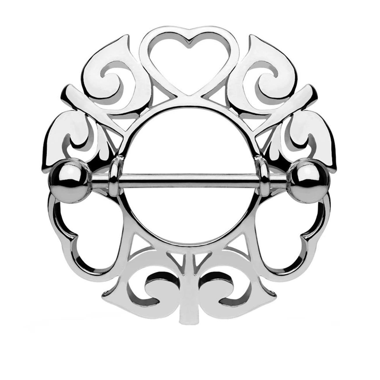 Ring TRIBAL Herzen Brustwarzenpiercing Intimpiercing Brustpiercing Edelstahl 14 Karat VERGOLDET Silber ROSÈGOLD 1,6mm 19mm