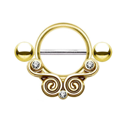 Wirbel ZIRKONIA Clear Brustwarzenpiercing Intimpiercing Brustpiercing Edelstahl 1,6mm 14mm Gold Silber ROSÈ HÄMATIT