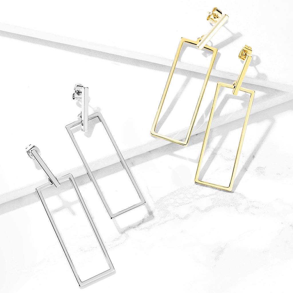 1 Paar Damen Ohrstecker Balken Anhänger Rechteck Ohrringe Chirurgenstahl Steckerverschluss Silber Gold
