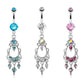 Bauchnabelpiercing KRISTALL-KRONLEUCHTER Anhänger Stab 1,6mm 10mm Nabelpiercing Chirurgenstahl Bananabell Silber Pink Aqua Clear