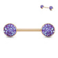 Brustwarzenpiercing Glitzer KRISTALL-Steine Brustpiercing Nippelpiercing Chirurgenstahl Roségold Multicolor Stab 1,6/14mm Stein 9mm