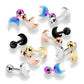 1 Knorpel Ohrstecker Flat Top Halb-Mond Cartilage Labret Piercings Tragus viele Farben Edelstahl Schraubverschluss Steg 6/1,2mm
