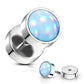 Fake Ohrplug leuchtender Stein Opal-Effekt Ohrpiercing Ohrschmuck Chirurgenstahl Schraubverschluss viele Farben 8mm