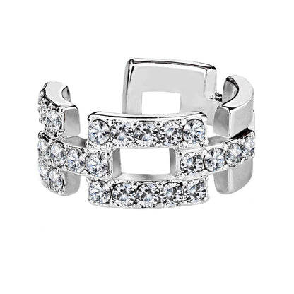 Ohrklemme GLITZERNDE ZIRKONIA VIERECKE clear Ohrringe Ohrclip Fake-Piercing Messing Silber Gold Roségold