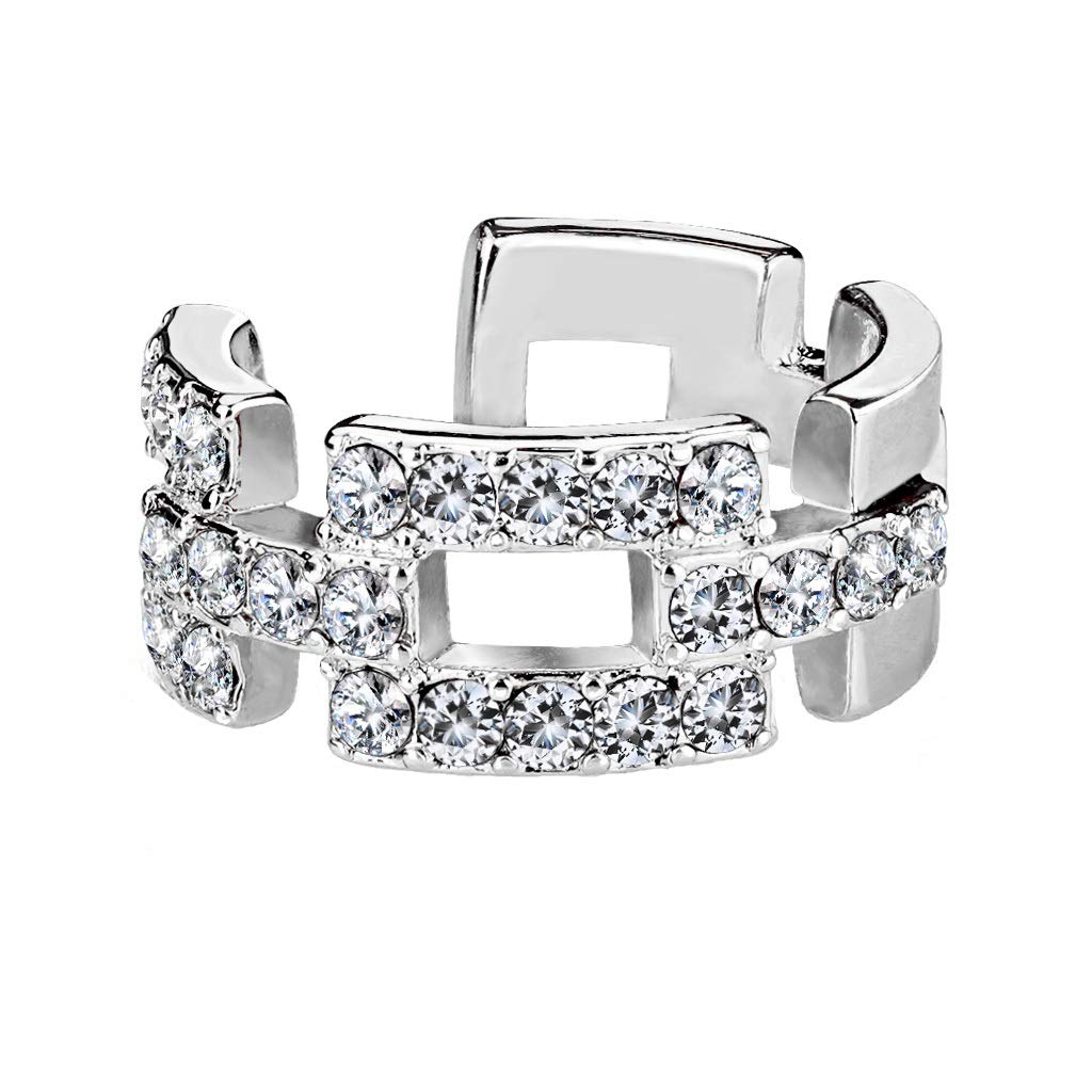 Ohrklemme GLITZERNDE ZIRKONIA VIERECKE clear Ohrringe Ohrclip Fake-Piercing Messing Silber Gold Roségold