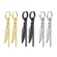1 Paar Damen Ohrringe CREOLE Feder-Ketten Anhänger 2mm breit Ohrstecker Chirurgenstahl Gold Schwarz Silber 8mm