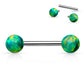 Brustwarzenpiercing 2 Opale Brustpiercing Nippelpiercing Chirurgenstahl Silber Blau Weiß Grün Pink Stab 1,6mm 14/16mm
