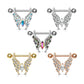 Brustwarzenpiercing Kristall Schmetterling Brustpiercing Nippelpiercing Chirurgenstahl Silber Mehrfarbig Stab 1,6/14mm