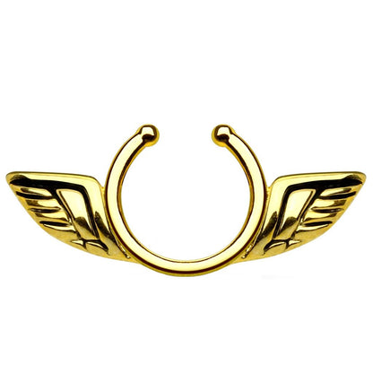 Brustwarzenpiercing Fake Engels-FLÜGEL Brustpiercing Clip ON Nippelpiercing Ring Chirurgenstahl Silber Roségold Gold
