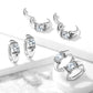 1 Paar Damen Creolen Antik-Silber Zirkonia Clear Ohrstecker Ohrringe Ohring Chirurgenstahl Klapp-Verschluss