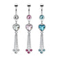 Bauchnabelpiercing Zirkonia Herz Ketten Anhänger Nabelpiercing Chirurgenstahl Bananabell Silber Clear Pink Aqua Stab 1,6/10mm