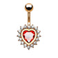 Bauchnabelpiercing ZIRKONIA Herz Nabelpiercing Chirurgenstahl Bananabell 14kt Vergoldet Silber Multicolor Stab 1,6/10mm
