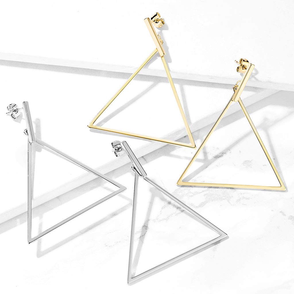 1 Paar Damen Ohrstecker Balken Anhänger Dreieck Ohrringe Chirurgenstahl Steckerverschluss Silber Gold