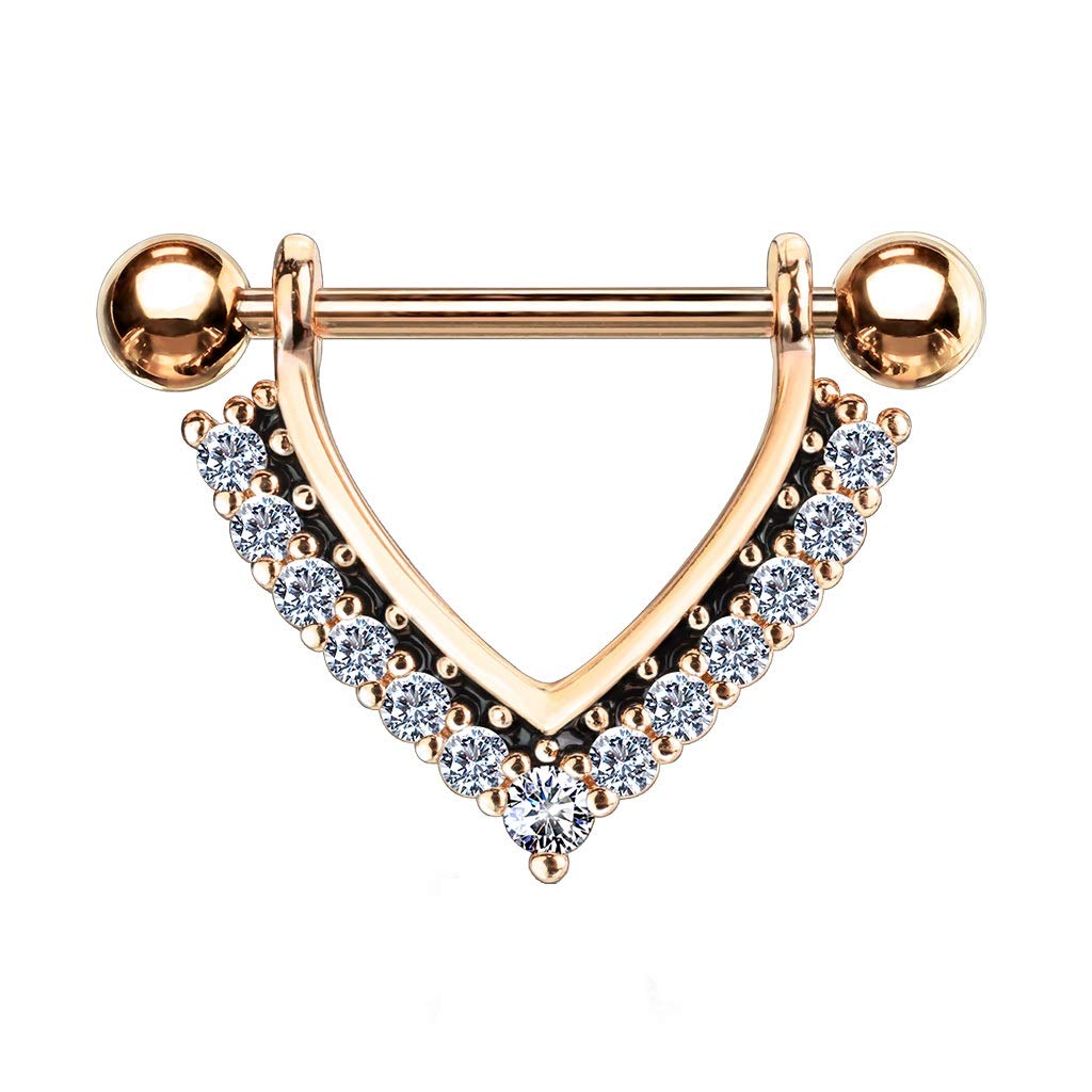 Brustwarzenpiercing Enamel Zirkonia Kranz Brustpiercing Nippelpiercing Chirurgenstahl Silber Gold Roségold Stab 1,6/14mm