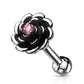 1 Knorpel Ohrstecker Blume Zirkonia Farben Cartilage Labret Piercing Tragus Silber Edelstahl Schraubverschluss Steg 6/1,2mm