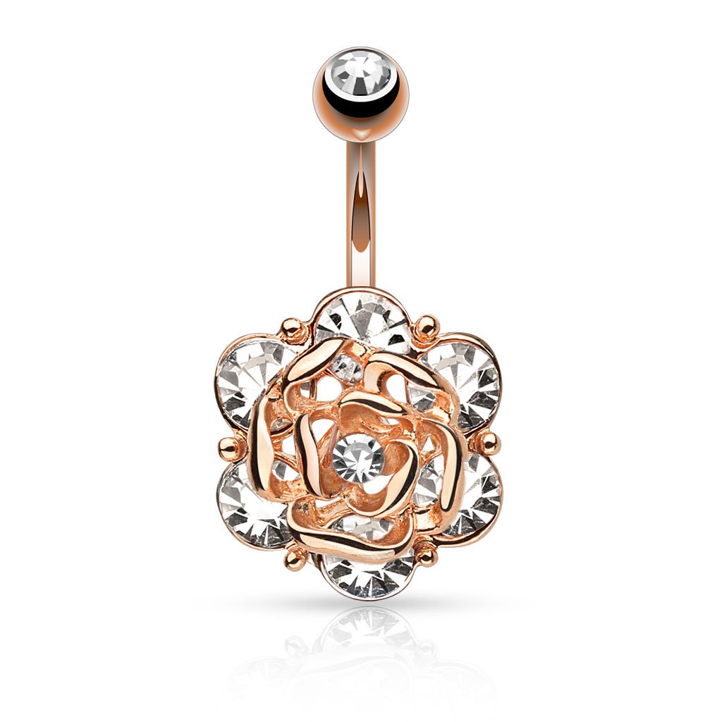 Bauchnabelpiercing Set 1,6mm 10mm Blume Nabelpiercing Edelstahl Chirurgenstahl Bananabell Zirkonia Kristalle Silber Gold Roségold